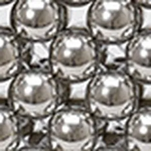Macro texture detail of hand-woven silver metallic beads for a luxury fashion bag.