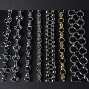 Unisex Heavyweight Plated Iron Chain Jewelry Individual Trend Industrial Punk Style Polished Necklace Bracelet Accessory