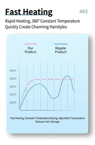 Temperature heating chart for 2-in-1 hot air brush showing constant 360 degree heat