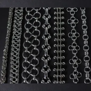 Assorted heavy metal chain bracelets and necklaces in silver electroplated iron