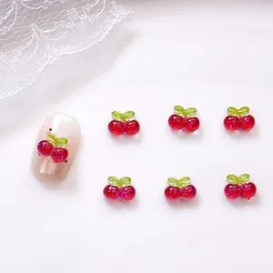 Sommer 3D Kirsch Nagelkunst Anhänger durchscheinend rot für DIY Nageldekorationen