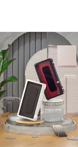 Soporte de pared impermeable para teléfono de baño en azul y blanco