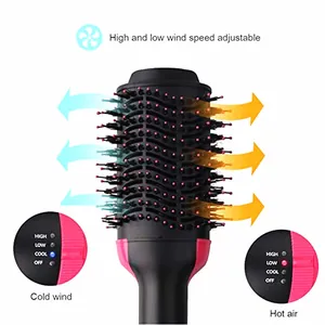 Professional 2-in-1 hot air styling brush and dryer with adjustable wind speed