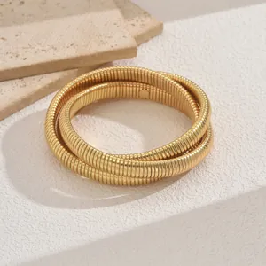 Minimalist gold-toned tubogas snake bone choker and bracelet jewelry set for women