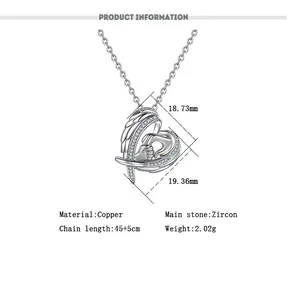 Detailed specifications of silver angel wing heart necklace for Mother's Day gift