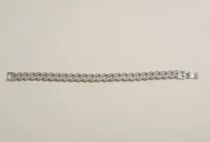 Bracelet gourmette en argent de haute qualité avec pavé de zircons étincelants
