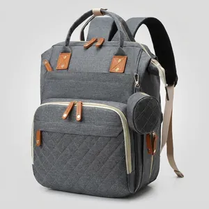 Large Capacity Diaper Backpack For Mom Oxford Cloth Quilted Diamond Pattern Waterproof Mummy Bag With USB Port And Small Pouch