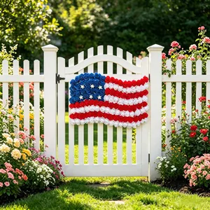 American flag floral door wreath for Independence Day patio and garden decoration