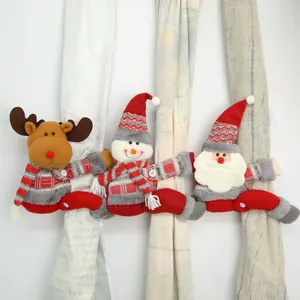 Abrazaderas de Cortina de Navidad Papá Noel Muñeco de Nieve Reno Felpa Tejido Decorativo Sujetadores Cortina Para Decoración Hogar