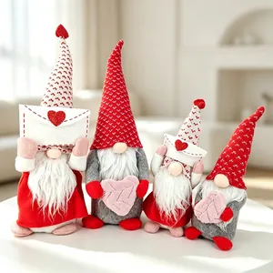 Valentine's Day Faceless Gnome Plush Doll Ornament With Heart Envelope Nordic Style Long Beard Tomte Figurine Home Window Decor Gift