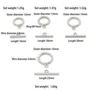 Professional 304 stainless steel OT toggle clasps in various sizes for jewelry DIY