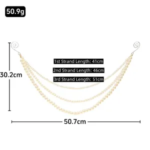 Detailed dimensions of a triple-layer acrylic pearl Christmas tree garland ornament.
