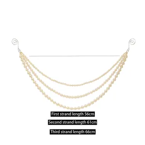 Detailed view of a three-layer acrylic pearl Christmas garland with hooks, 56-66cm long