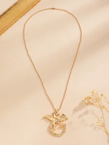 Vintage goldener Drachen-Anhänger Halskette mit eleganter Kugelkette Schmuckdetail