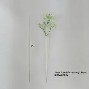 Close-up of a single stem artificial baby's breath flower with 30cm total length