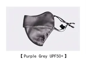 Masque de protection solaire en soie de qualité supérieure gris-violet avec indice UPF50+
