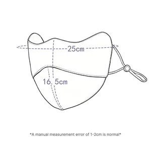 Diagramme des dimensions du masque solaire en soie facekini avec sangles réglables