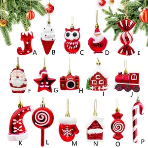 Set of assorted painted Christmas tree ornaments in 16 unique festive shapes and colors