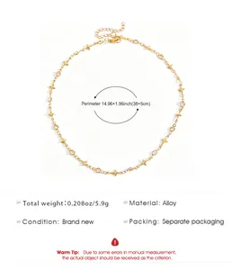 Collier étoile à quatre branches doré avec spécifications de poids, matériau et taille