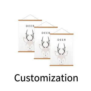 Wooden Magnetic Poster Hanger Frame For Art Prints Canvas Pictures Minimalist Wall Hanging Scroll Decor