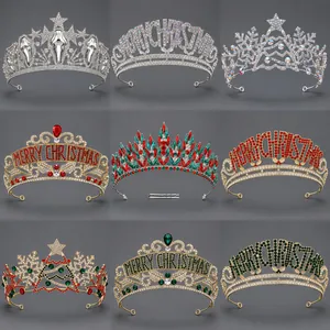 Christmas Snowflake Reindeer Crown Tiara Alloy Rhinestone Princess Crown Festive Party Headpiece For Women Kids Accessories