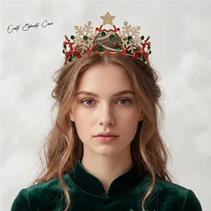 Elegant Christmas snowflake rhinestone crown for princess party costumes and photoshoots.