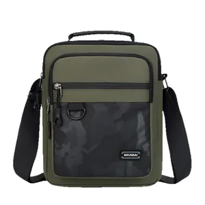 Versatile men's outdoor crossbody bag in army green and camouflage with large capacity