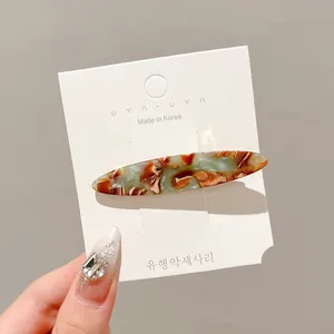 Elegant Korean style marble pattern acetate hair clip for women's daily hair styling