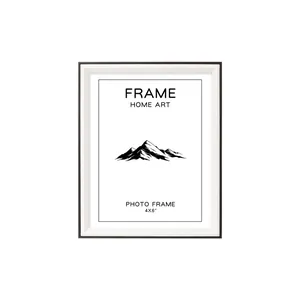 Minimalist black resin photo frame with white mat for 4x6 inch home wall art display
