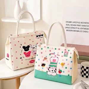 Large capacity insulated cartoon lunch bag for students and office workers in two styles