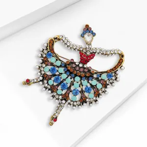 Detailansicht der Ballerina-Brosche mit bunten Strasssteinen und Perlen
