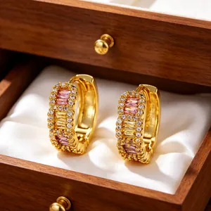 C Shape Hoop Earrings Copper Gold Silver Plated With Stainless Steel Earring Post Wavy Shell Flower For Women