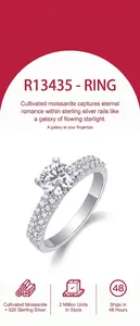 Detail of S925 sterling silver ring featuring a brilliant Moissanite center stone