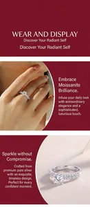 Detailed view of an S925 sterling silver moissanite ring with elegant white gold plating.