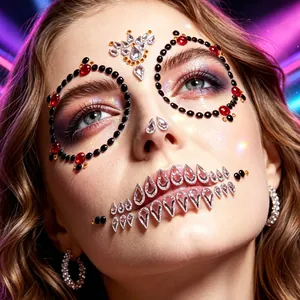 Brillanti gioielli viso per Halloween con strass acrilici per trucco creativo da festa