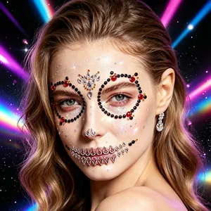 Adesivi per gioielli viso teschio di Halloween per trucco festa e spettacoli creativi