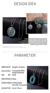 Spécifications détaillées des colliers en turquoise bohème vintage avec chaîne en titane