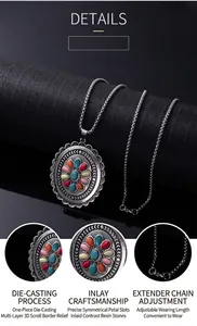 Détails du collier bohème avec pendentif coloré et chaîne en acier réglable
