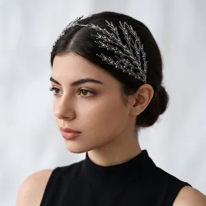 Luxury rhinestone branch headband for bridal wedding and evening gala dresses