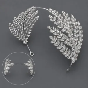 Luxury crystal-encrusted leaf headband for bridal wedding and evening banquet hair decor