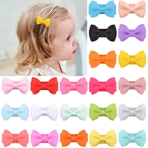 Mini Candy Color Grosgrain Ribbon Bowknot Hair Clip For Kids Babies Pets Handmade Fabric Water Drop Hairpin Accessories