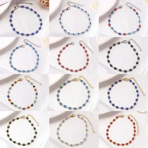 Bracelet Oeil de Mal en Cuivre à la Mode pour Femmes Hommes Réglable Email Oeil Chaîne à Maillons Bracelet Style Ethnique Bijoux Cadeau