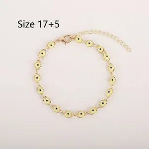 Bracelet porte-bonheur œil turc plaqué or pour femme taille réglable 17+5cm