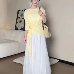 Elegantes, dünnes Sommer-Sonnenschutz-Oberteil mit Bindeknoten vorne, lockere Passform
