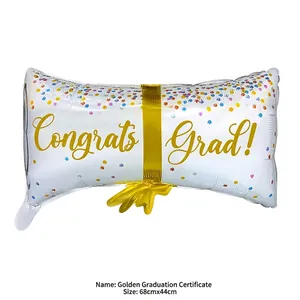 Ballon en aluminium en forme de diplôme avec Congrats Grad pour fête de remise