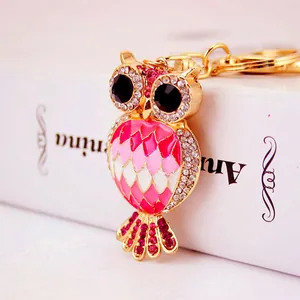 Lussuoso Portachiavi a Forma di Gufo Carino con Strass e Smalto in Lega di Zinco Ciondolo Portachiavi Animale Regalo per Donna