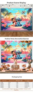 Lilo & Stitch beach theme party backdrop dimensions and packaging size chart details