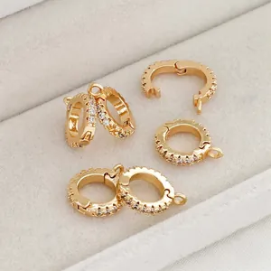 Detailed view of 14K gold filled clasps with white zirconia for DIY necklace jewelry making