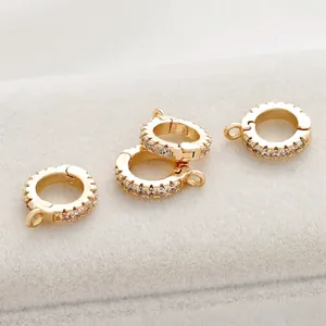 14K gold filled CZ paved bail connector for DIY jewelry necklace bracelet