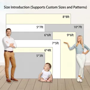 Size comparison chart for gender reveal party backdrops in various dimensions